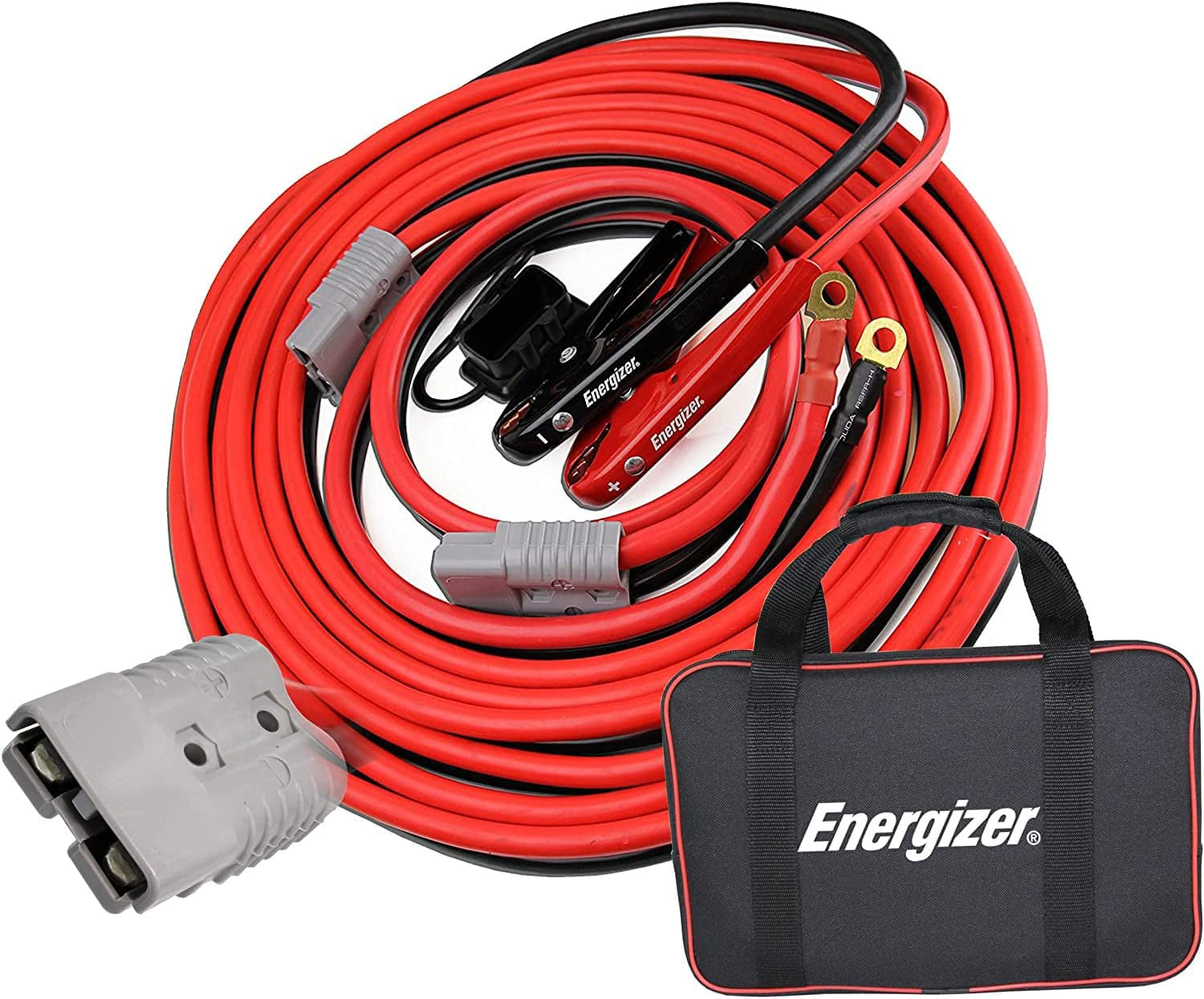 Jumper Cables, 30 Feet, 1 Gauge, 800A, Booster Battery Cables with Permanent Installation Kit and Quick Connect Plug for SUV and Trucks with up to 8-Liter Gasoline and 6-Liter Diesel Engines