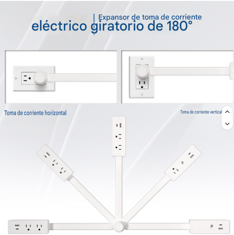 🔌Extensor de Tomacorriente Giratorio 180° con USB y USB-C | AXORA RD| ENVIO GRATIS 🚚