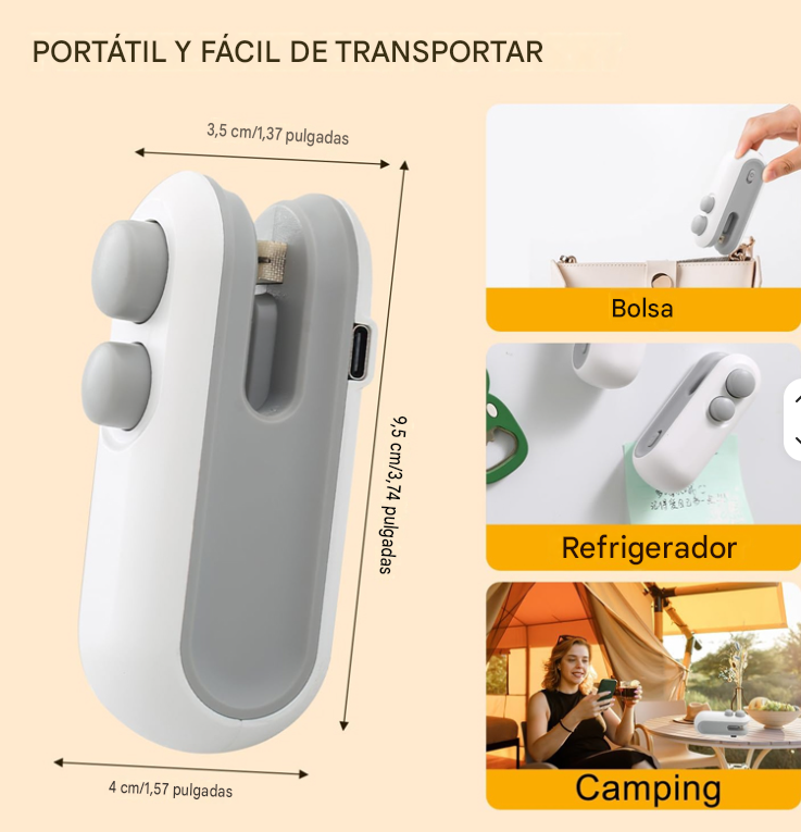Mini Sellador de Bolsas Recargable USB | Mantén tus Alimentos Frescos| ENVIO GRATIS| AXORA RD